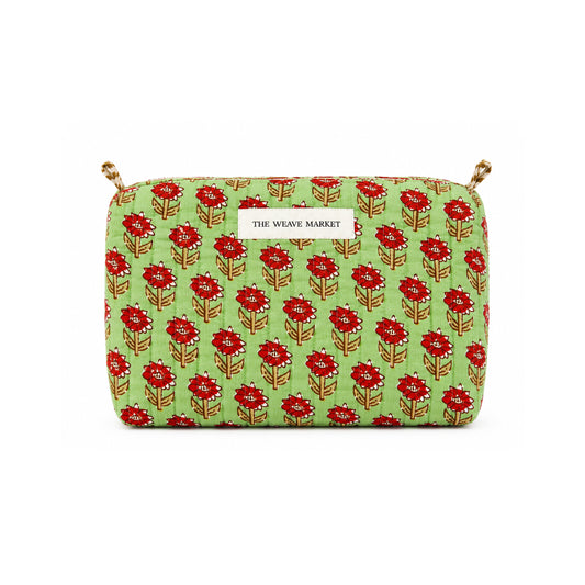 Red Floral Print Pouch Bag