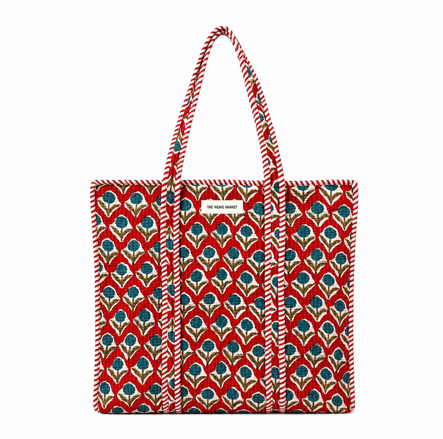 Red Floral Print Tote Bag for Women