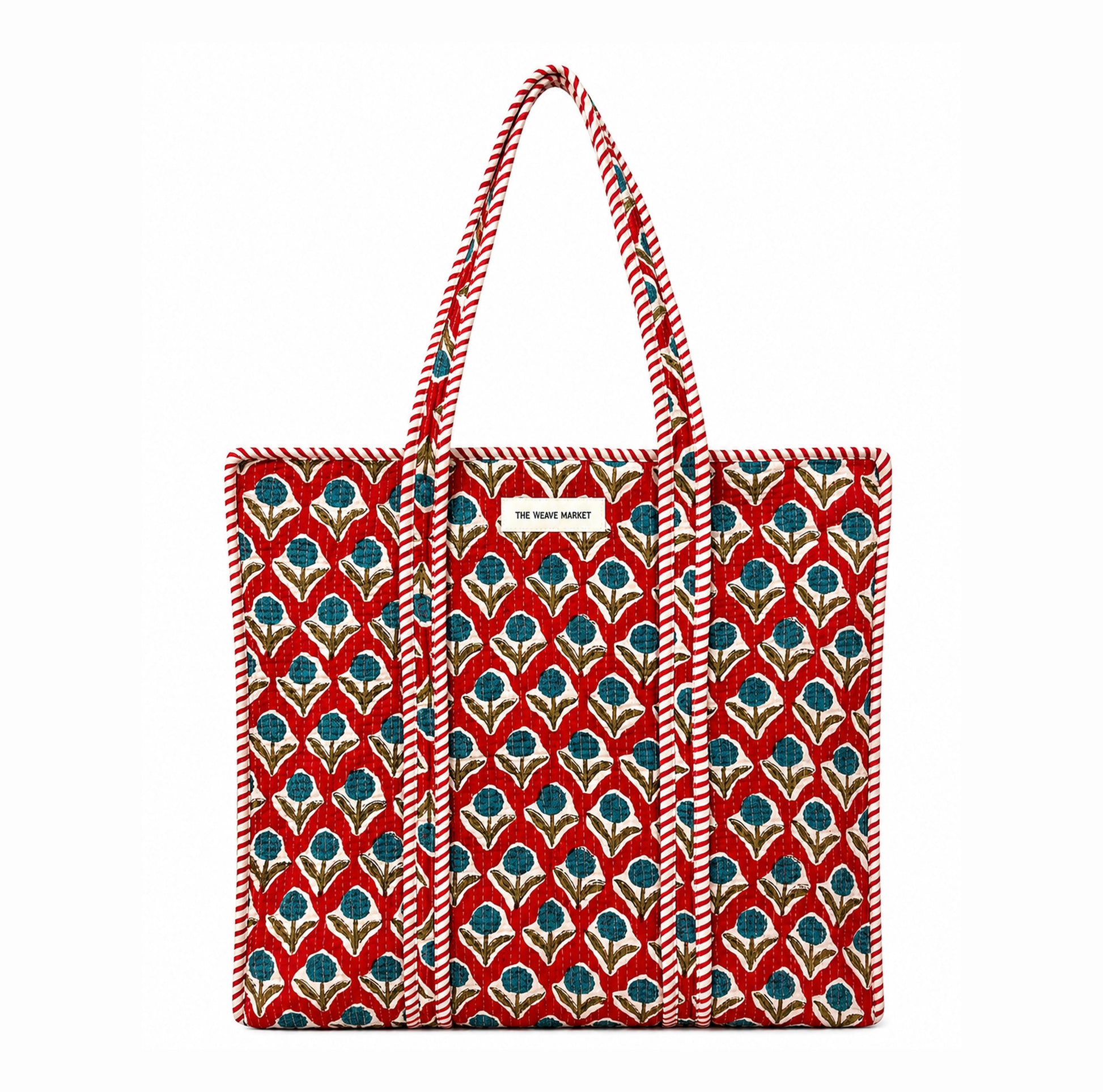 Red Floral Print Tote Bag for Women