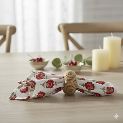 Red Flower Cotton Napkin