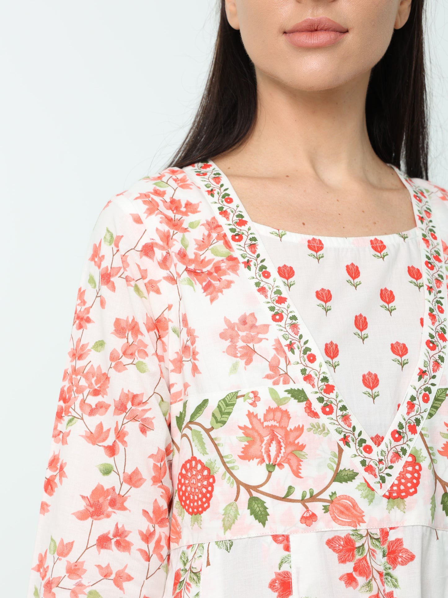 Red Flower Pattern Dress