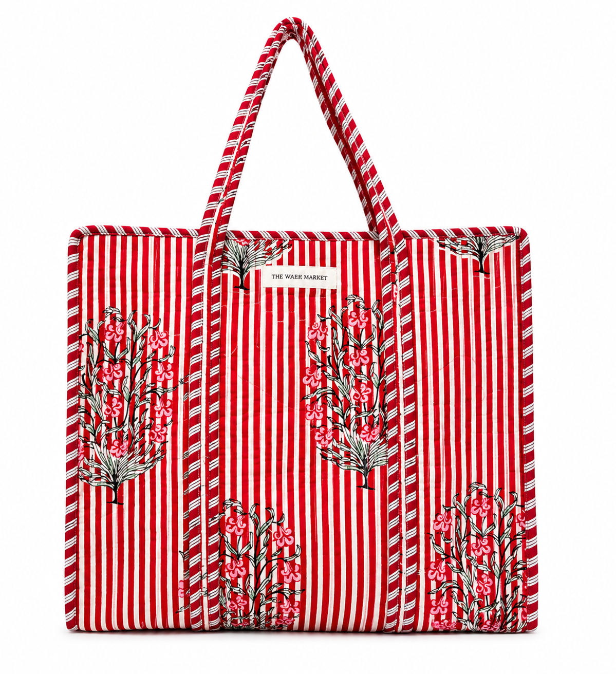 Red White Striped Designer Tote Bag