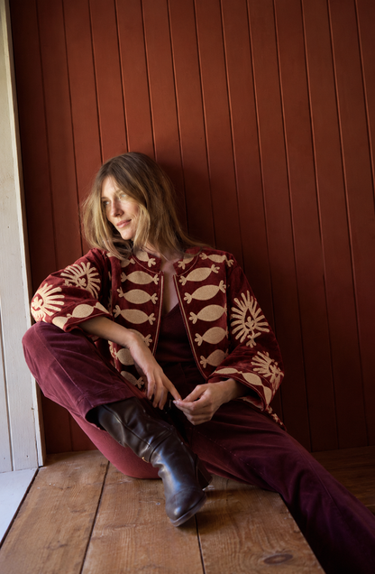 Medallion - Maroon velvet Jacket