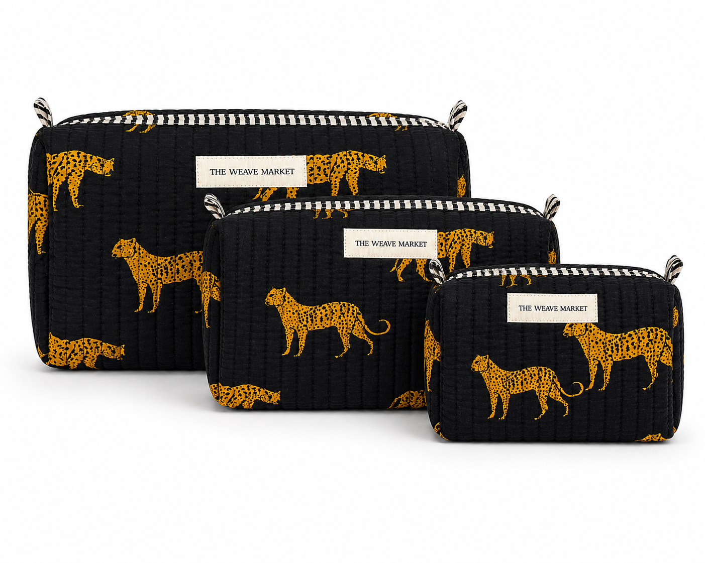 Set of Black Animal Print Pouches