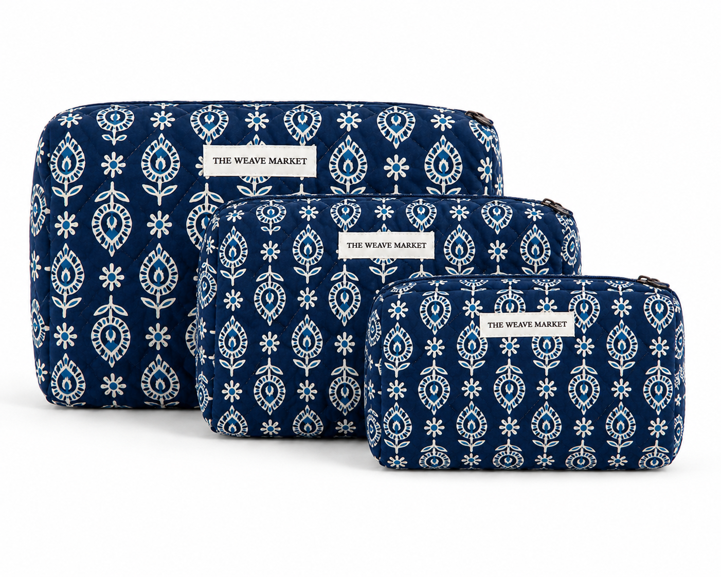 Set of Blue Makeup Pouches