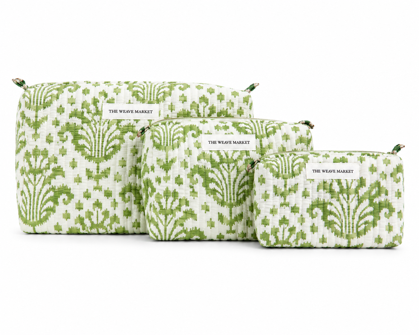 Set of Green Floral Pouches