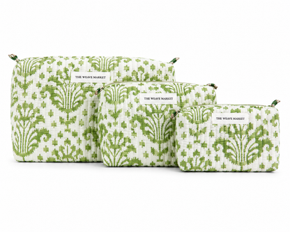 Set of Green Floral Pouches
