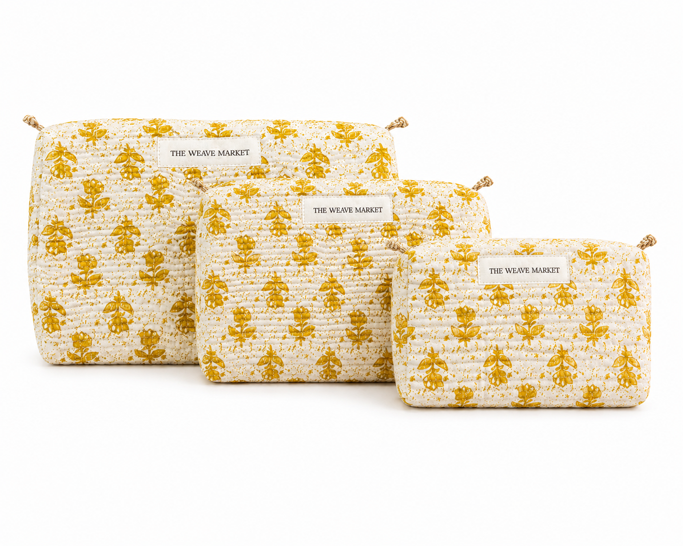 Set of Mustard Flowers Makeup Pouch