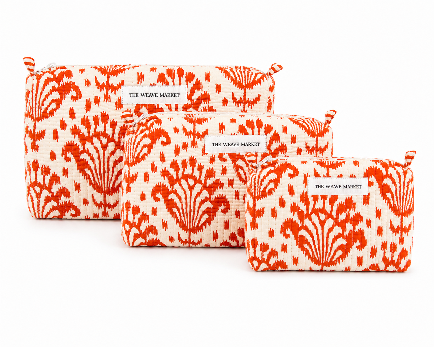 Set of Orange Floral Makeup pouch
