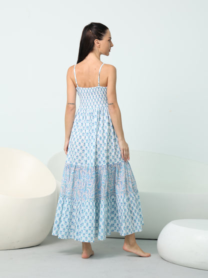 Arabella Blue Floral Tiered Maxi