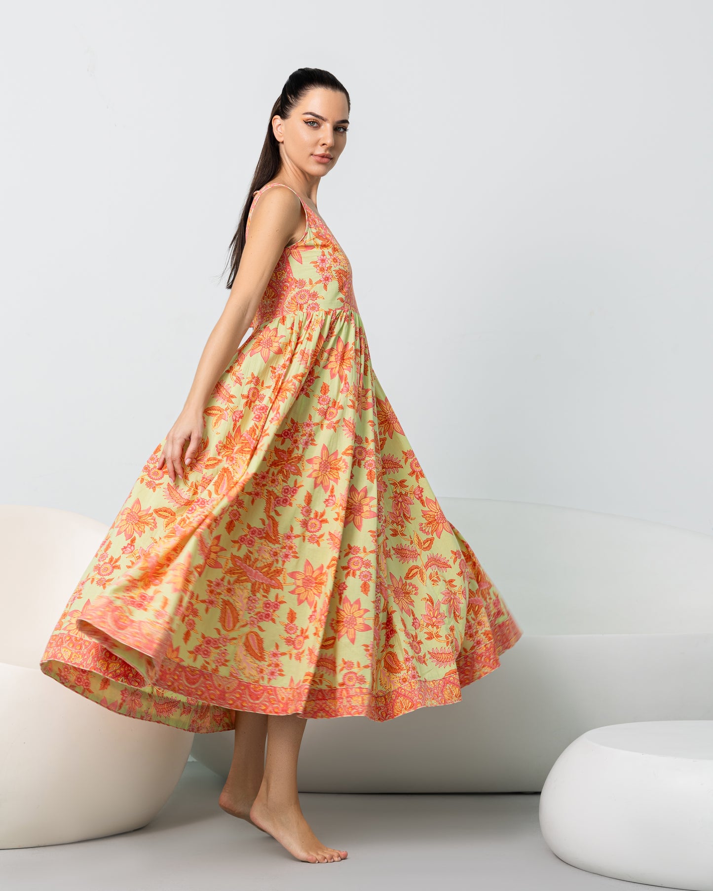 Lime Floral Summer Maxi