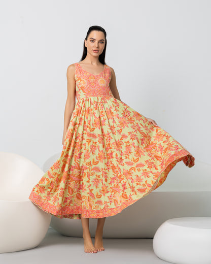 Lime Floral Summer Maxi