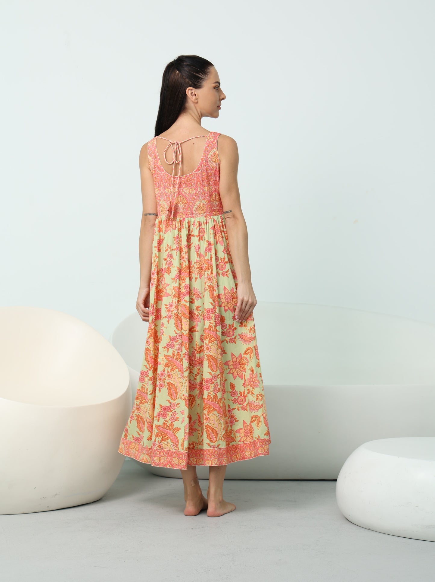 Lime Floral Summer Maxi