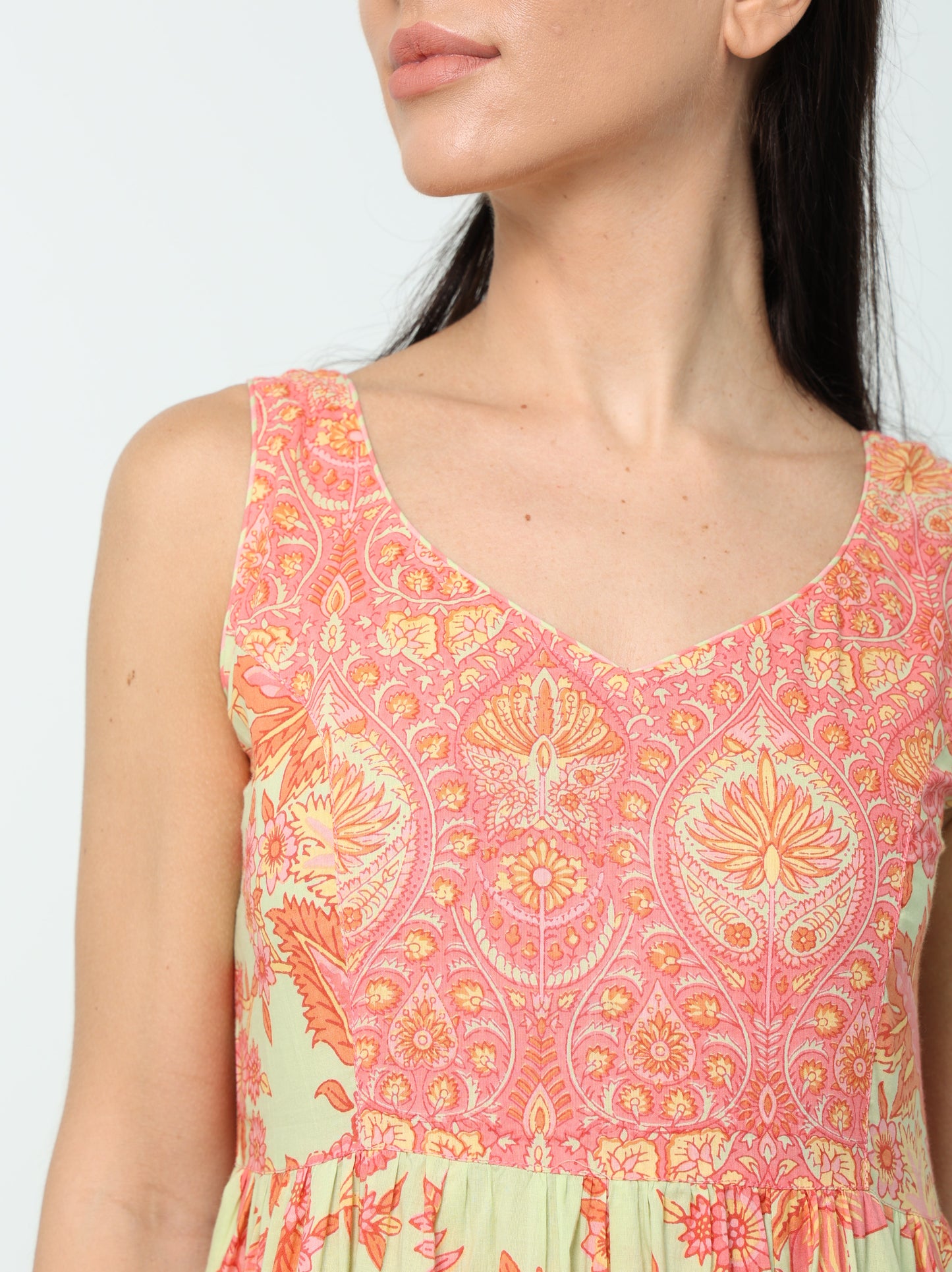 Lime Floral Summer Maxi