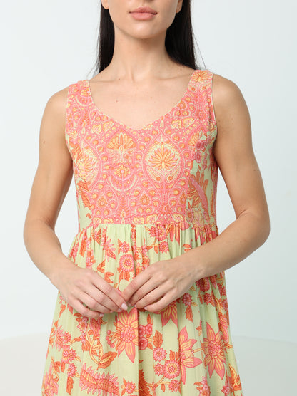 Lime Floral Summer Maxi