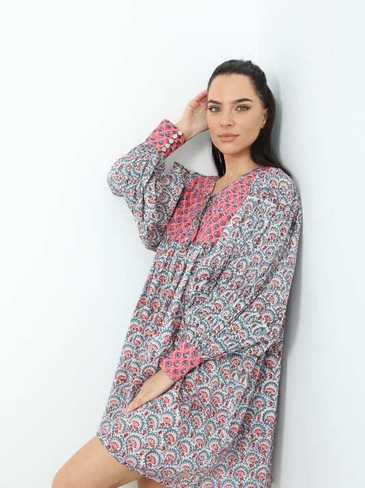Boho Printed Hand-Block Dress
