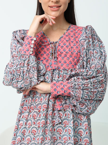 Boho Printed Hand-Block Dress