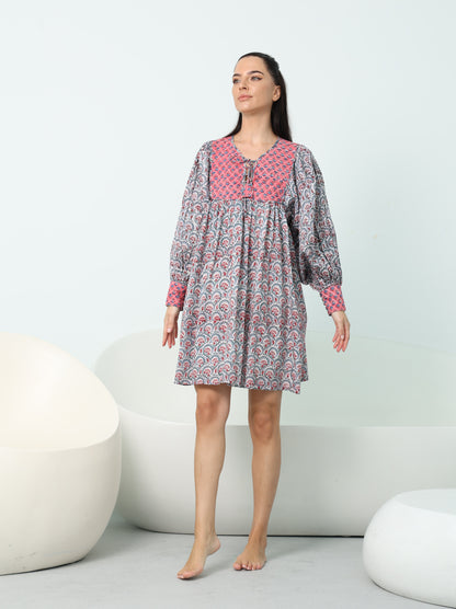 Boho Printed Hand-Block Dress