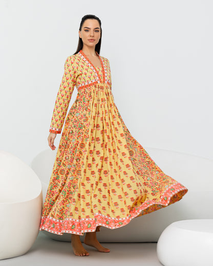 Honey Floral Yellow Maxi Dress