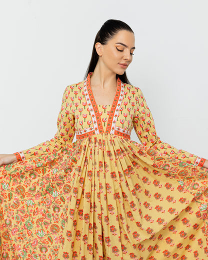Honey Floral Yellow Maxi Dress