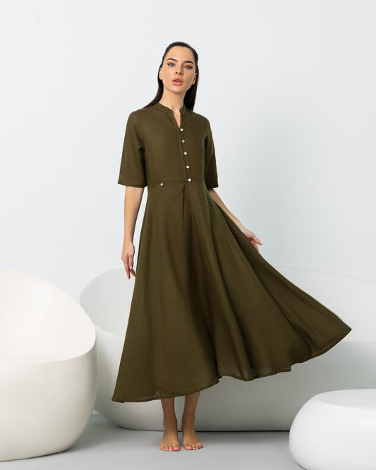 Olive Green Button Down Dress