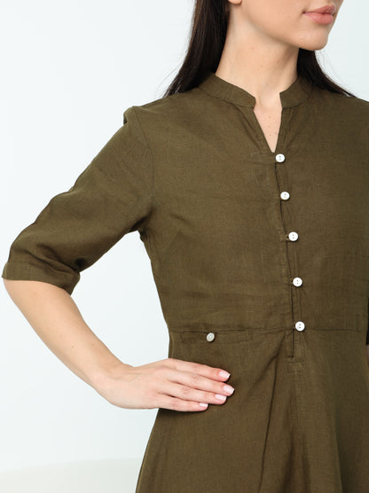 Olive Green Button Down Dress