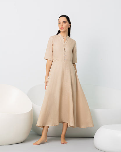 Beige Button Down Dress