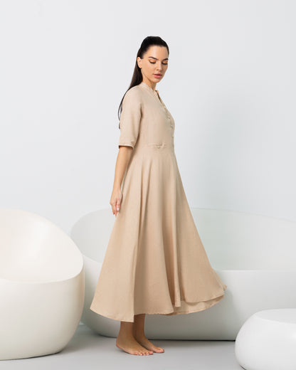 Beige Button Down Dress