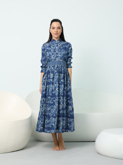 Prussian Blue Printed Dress