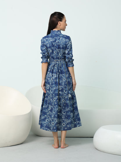 Prussian Blue Printed Dress