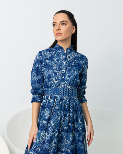 Prussian Blue Printed Dress