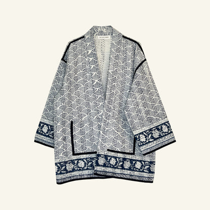 White Black Kimono Style Jacket
