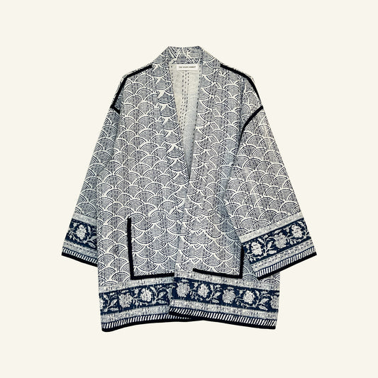 White Black Kimono Style Jacket