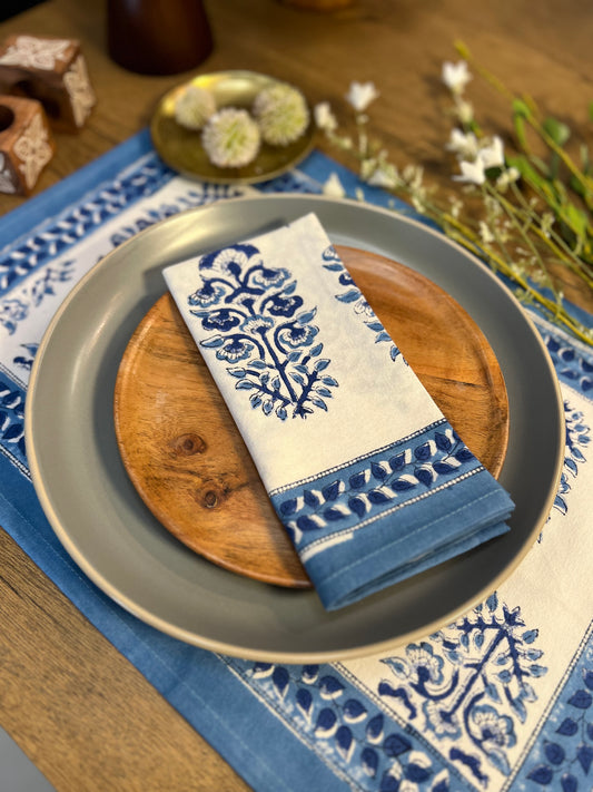 White Blue Pattern Napkin
