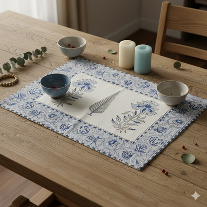 White Blue Placemat