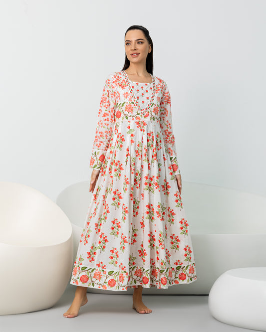 White Print Maxi Dress