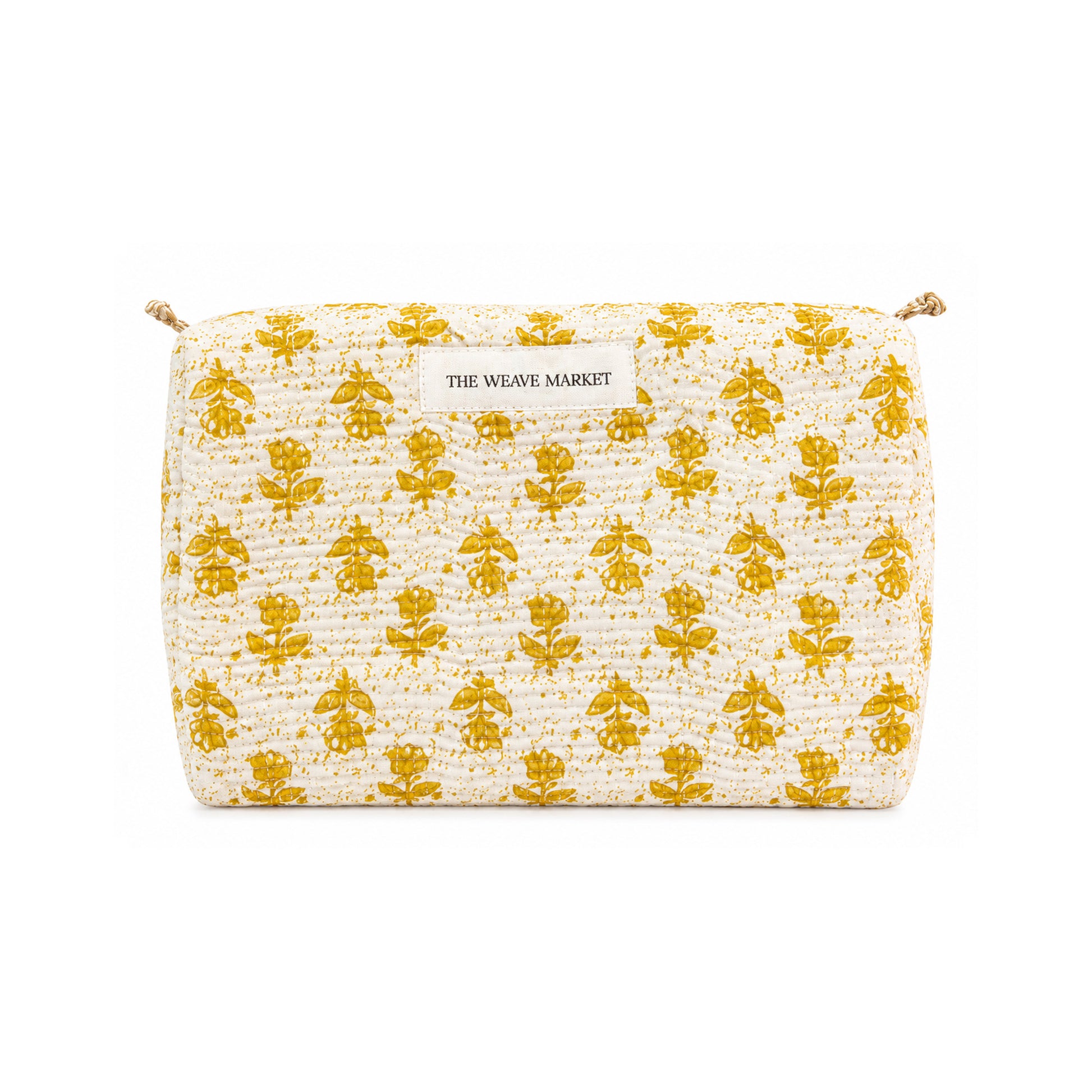 White and Mustard Makeup Pouch