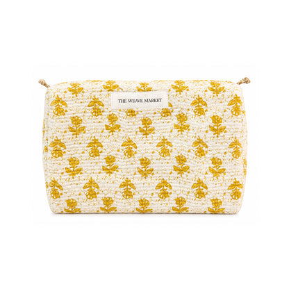 White and Mustard Makeup Pouch