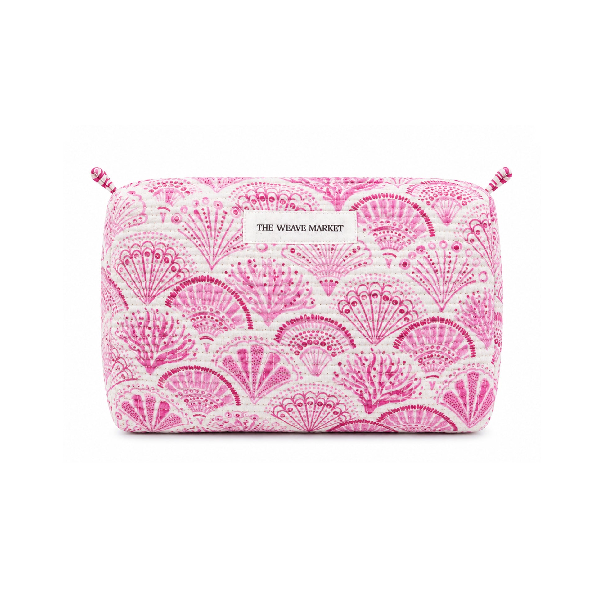 White and pink printed pouch
