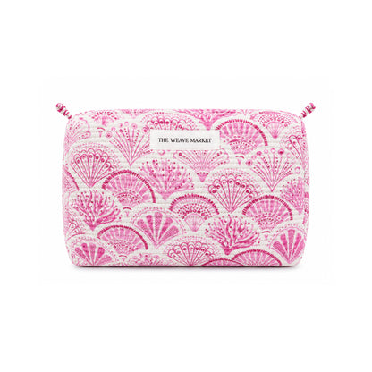 White and pink printed pouch