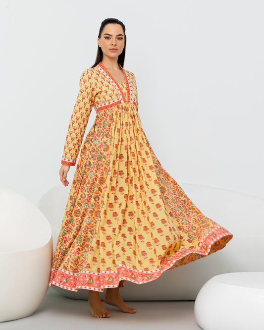 Yellow Flora print dress