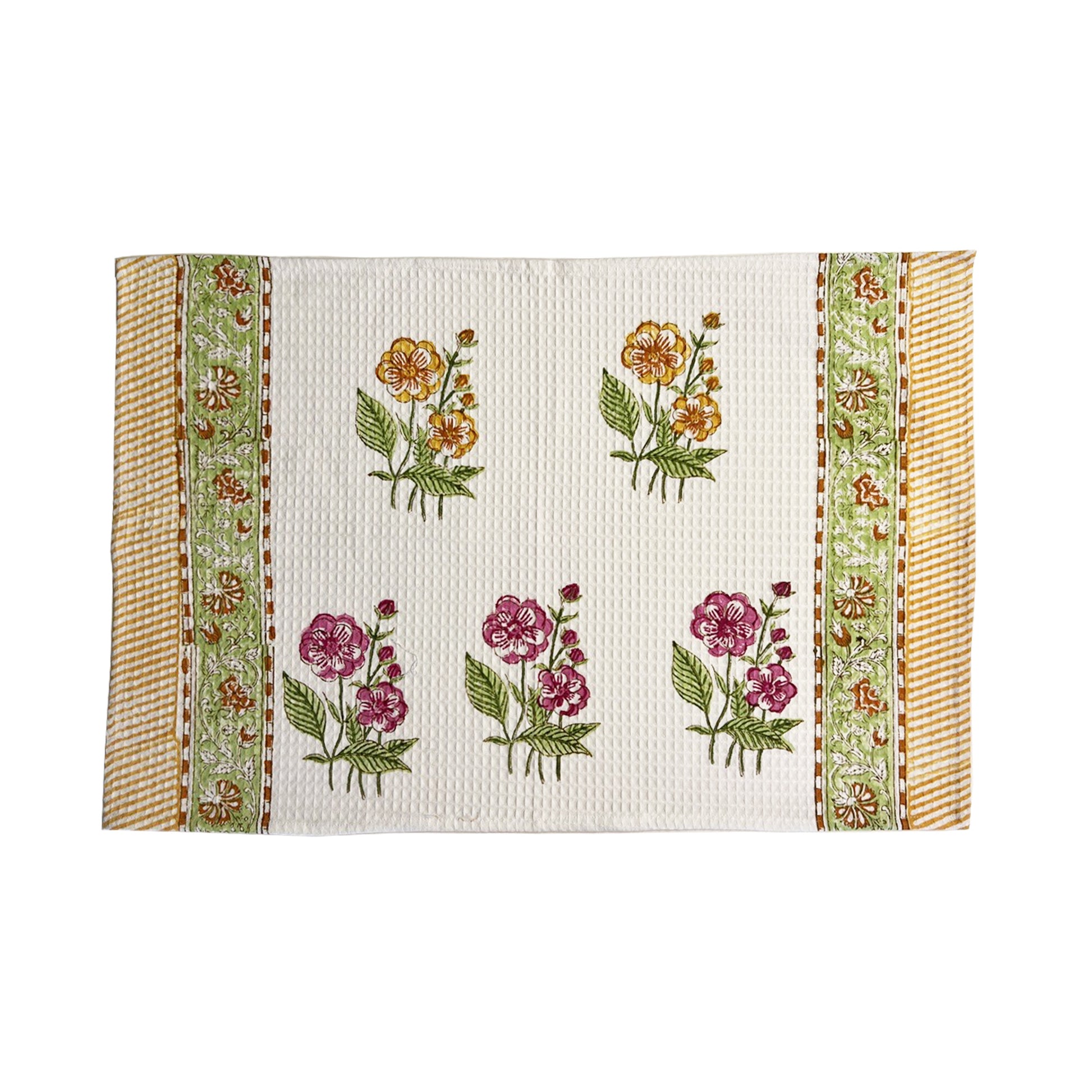 Yellow Pink Floral Hand Towel