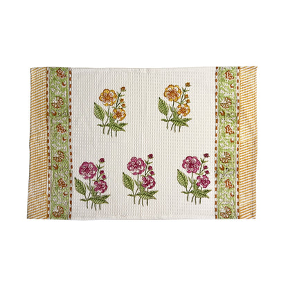 Yellow Pink Floral Hand Towel