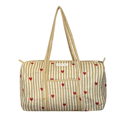 HEARTSY- BEIGE DUFFLE BAG