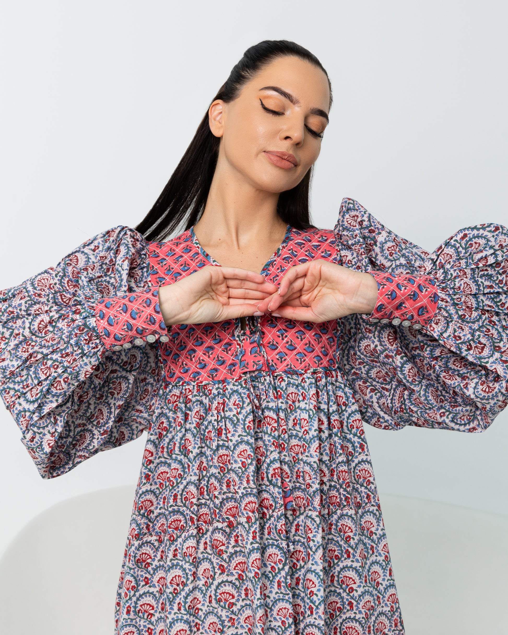 puff sleeve boho dress