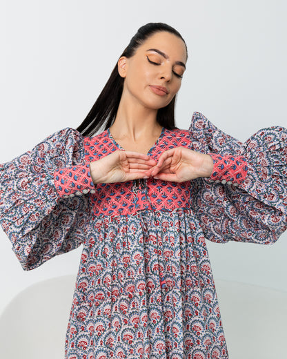 puff sleeve boho dress