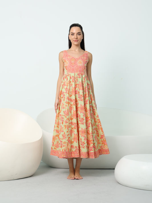 yellow floral print maxi dress